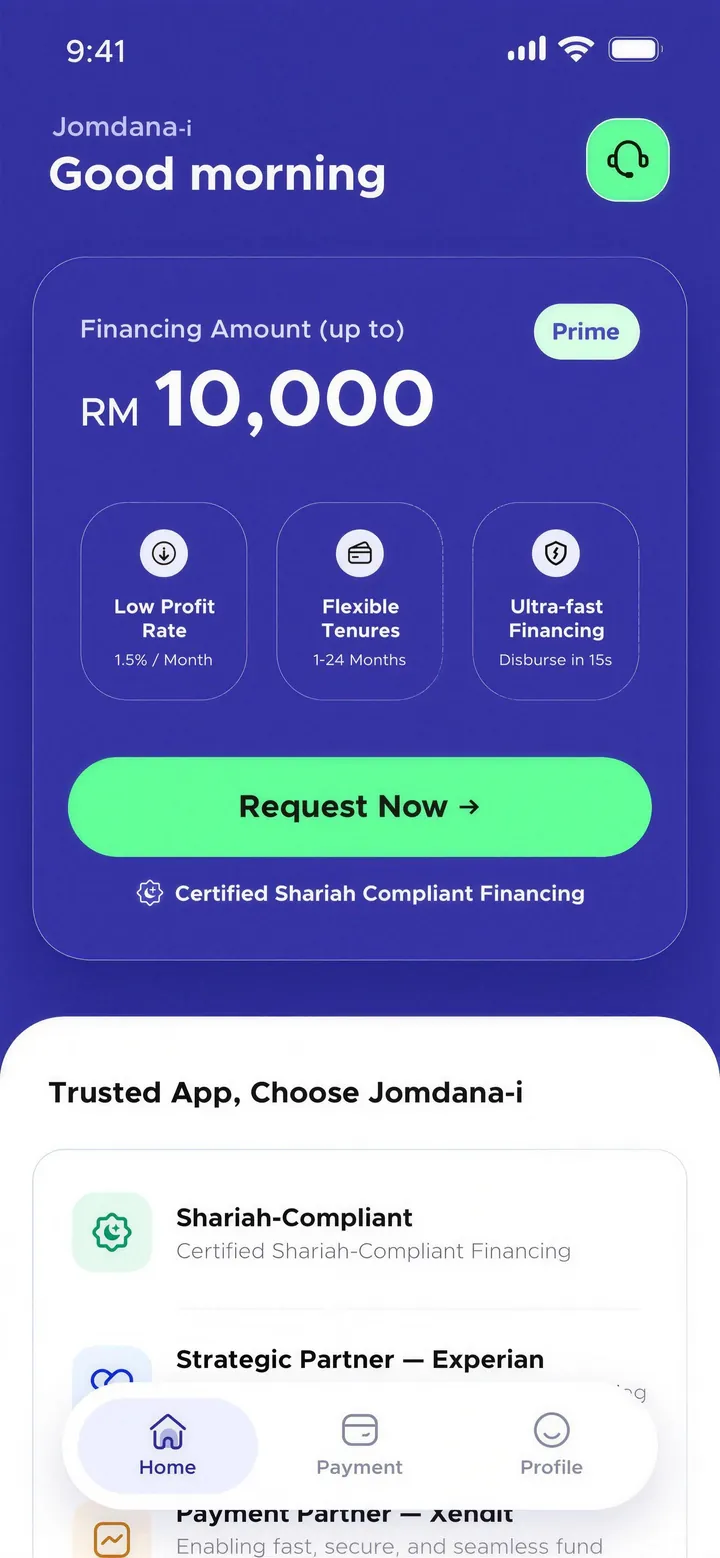 Paparan aplikasi Jomdana-i.